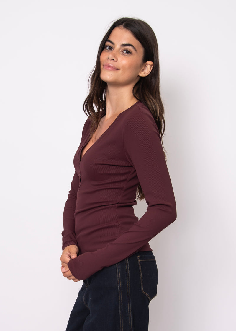 helane rib henley | prune