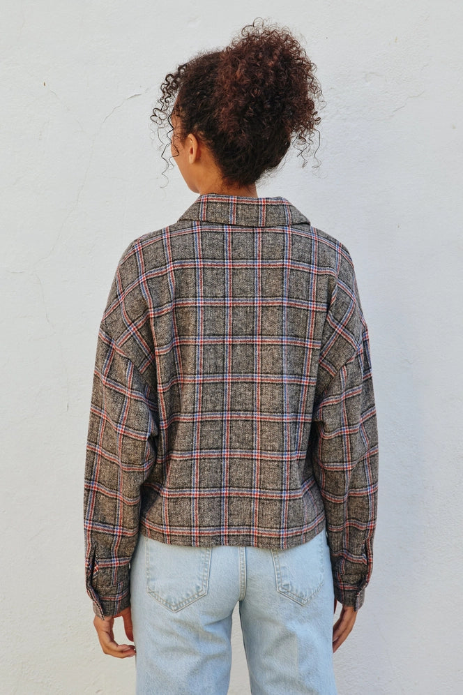 plaid shirt jacket | charcoal