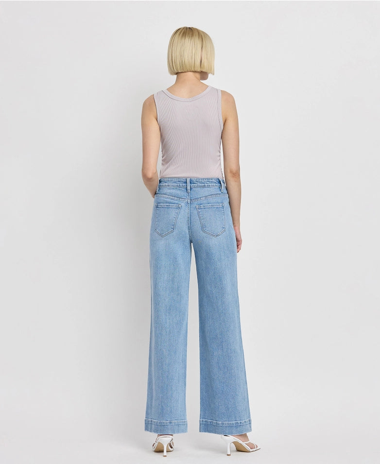 dignity front patch pocket jeans | wide leg