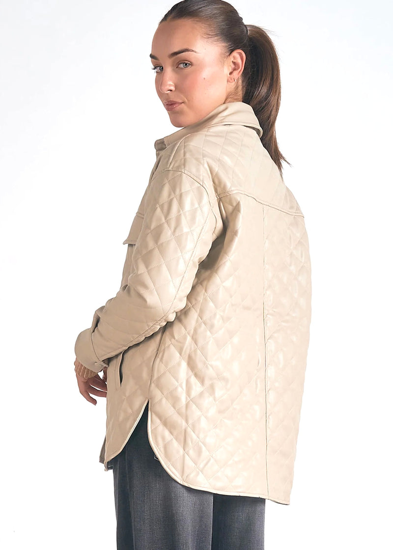 minka faux leather quilted jacket | stone