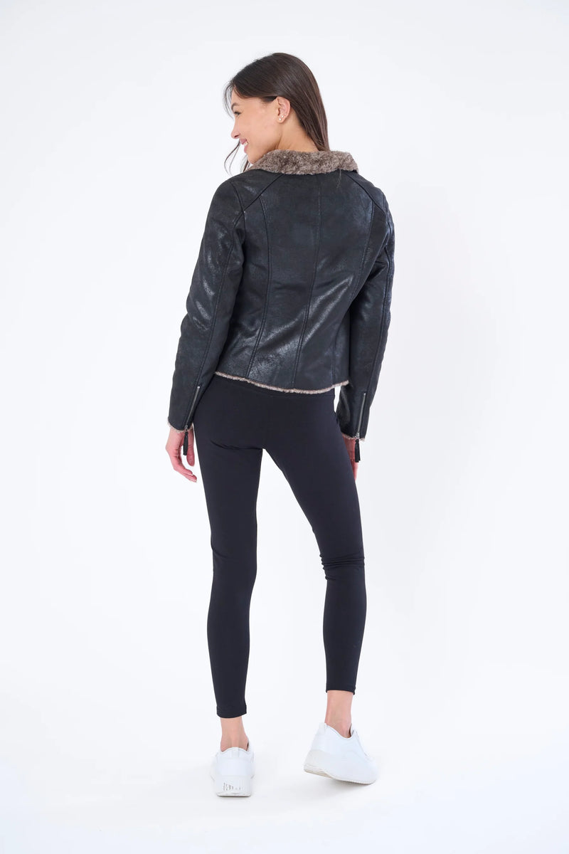 chinchilla moto jacket | blk grey