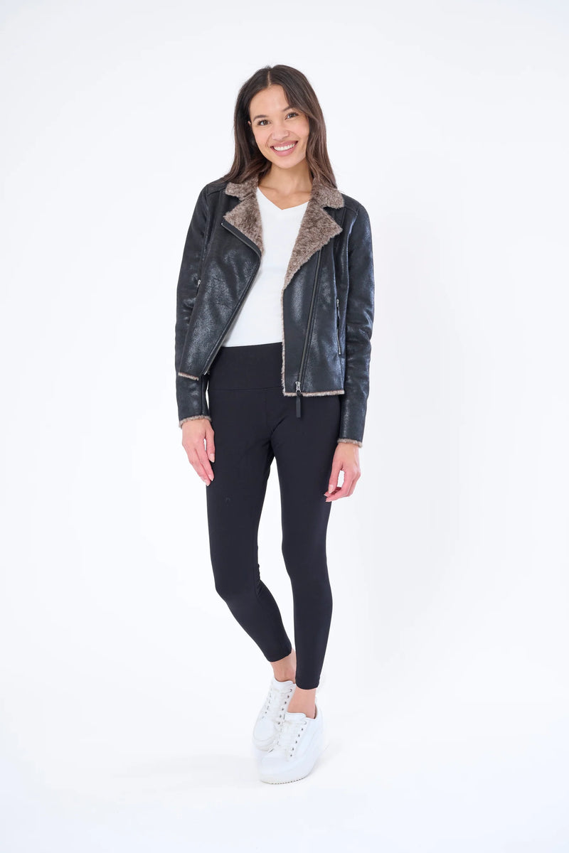 chinchilla moto jacket | blk grey