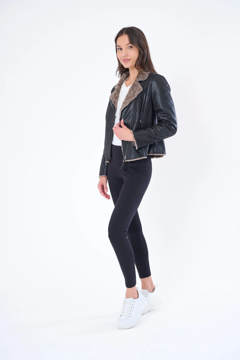 chinchilla moto jacket | blk grey