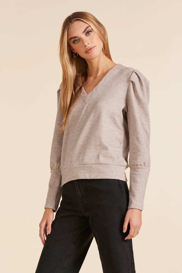 puff sleeve sweatshirt | tan