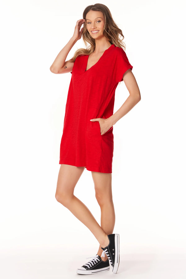red hot roll sleeve dress