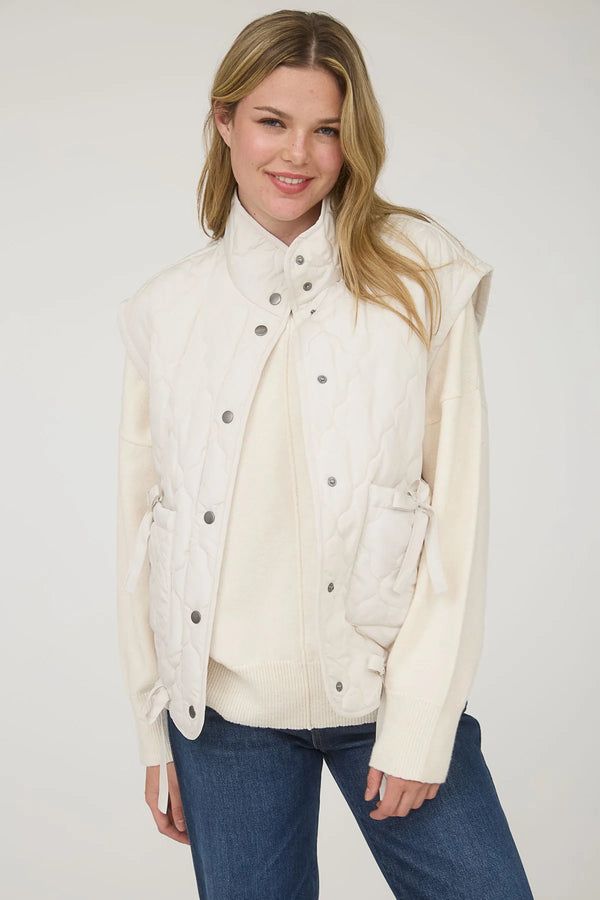 tie detail puffer vest | 2 colors