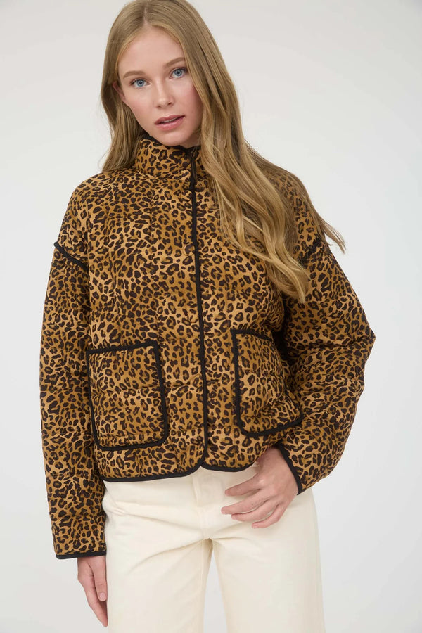 let me be leopard quilted jacket