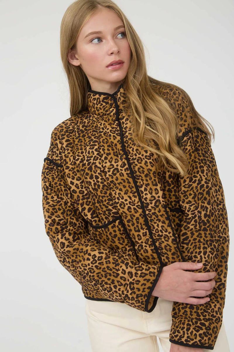 let me be leopard quilted jacket