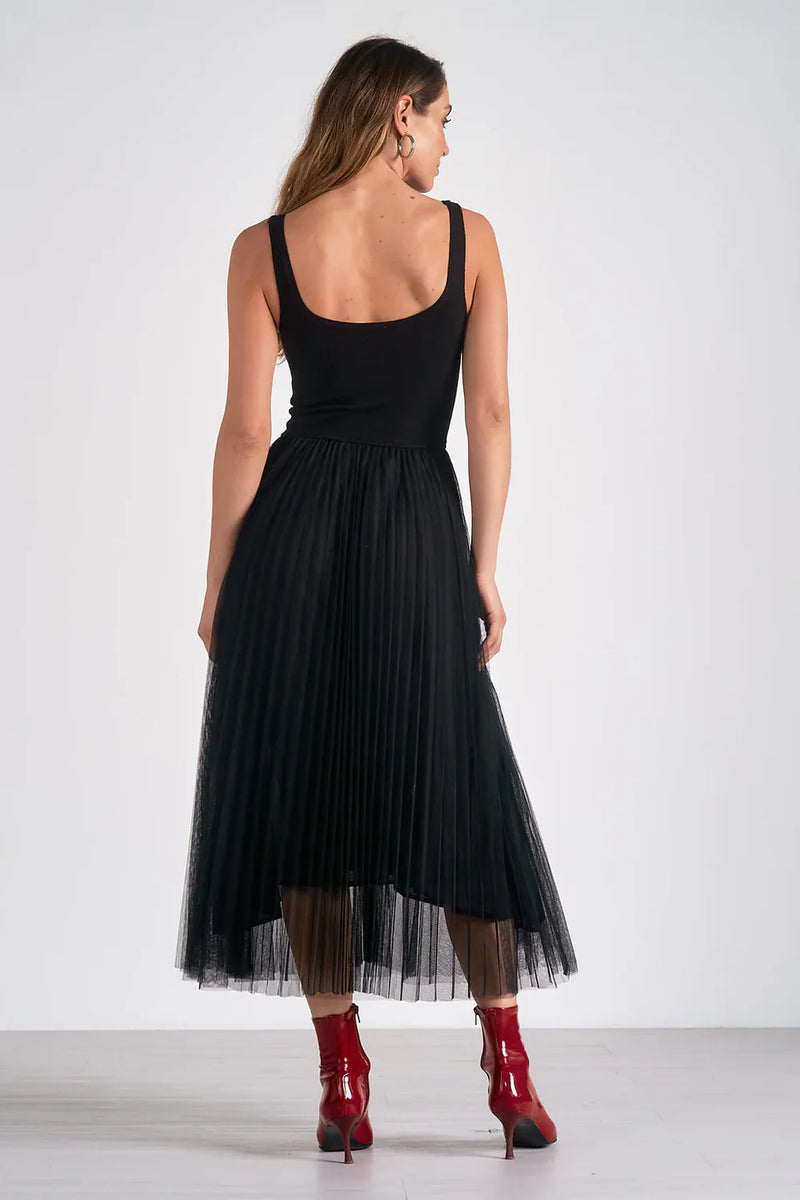 tulle maxi dress | black