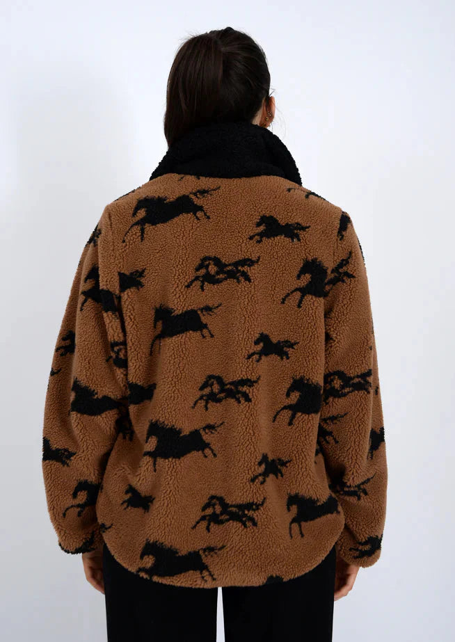 joline horse print sherpa jacket
