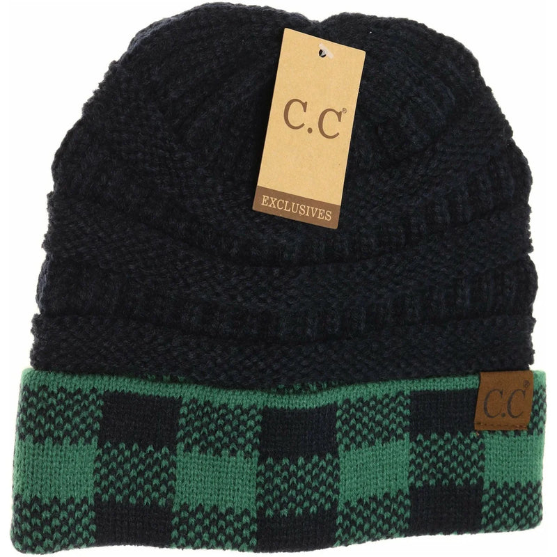 buffalo check beanie