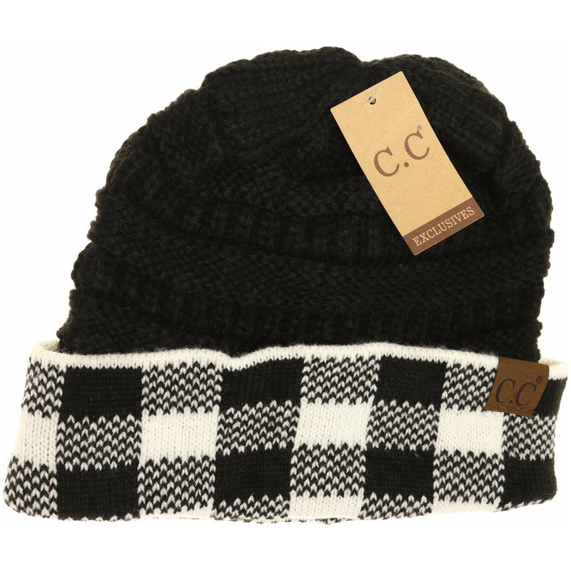 buffalo check beanie