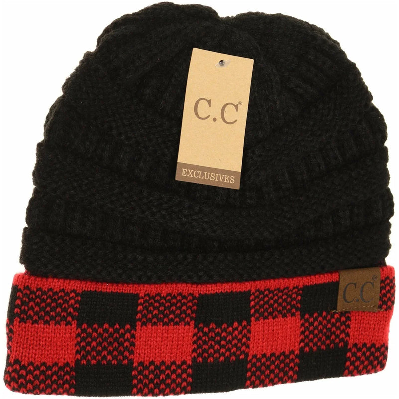 buffalo check beanie