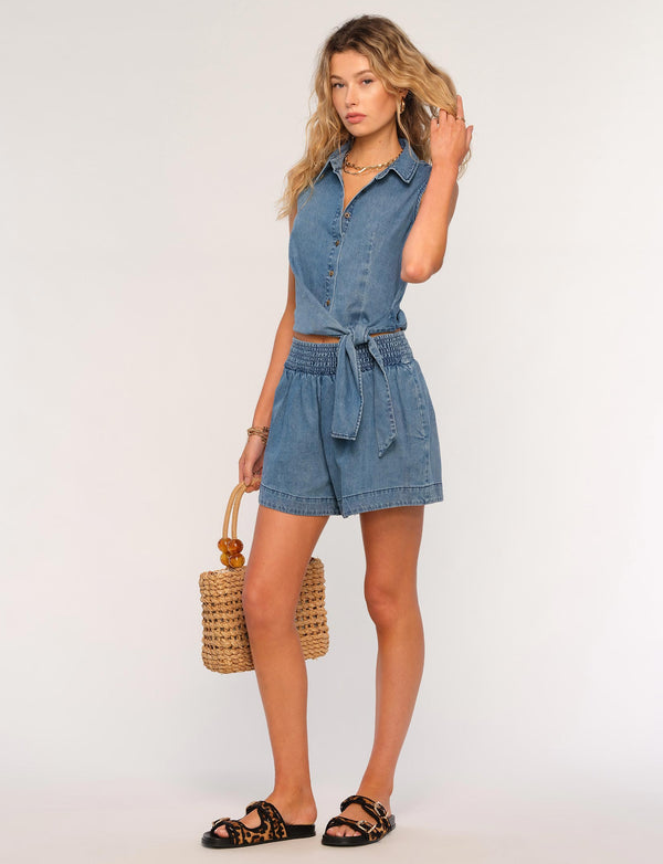 bella side tie shirt | river