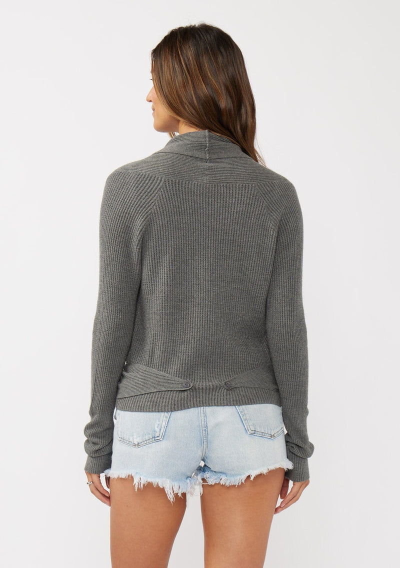 willa tie front sweater | h.pewter