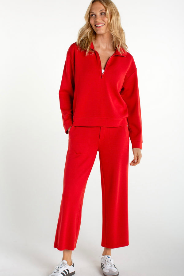 athletic popover half zip top | fire brick