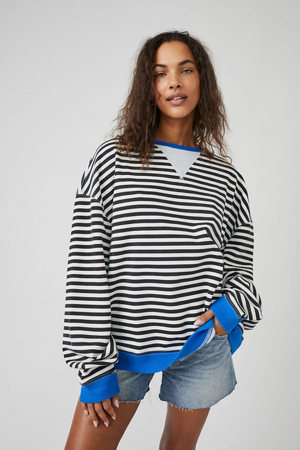 classic striped crew | black combo