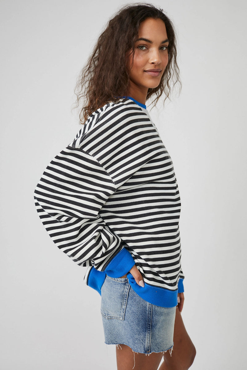 classic striped crew | black combo