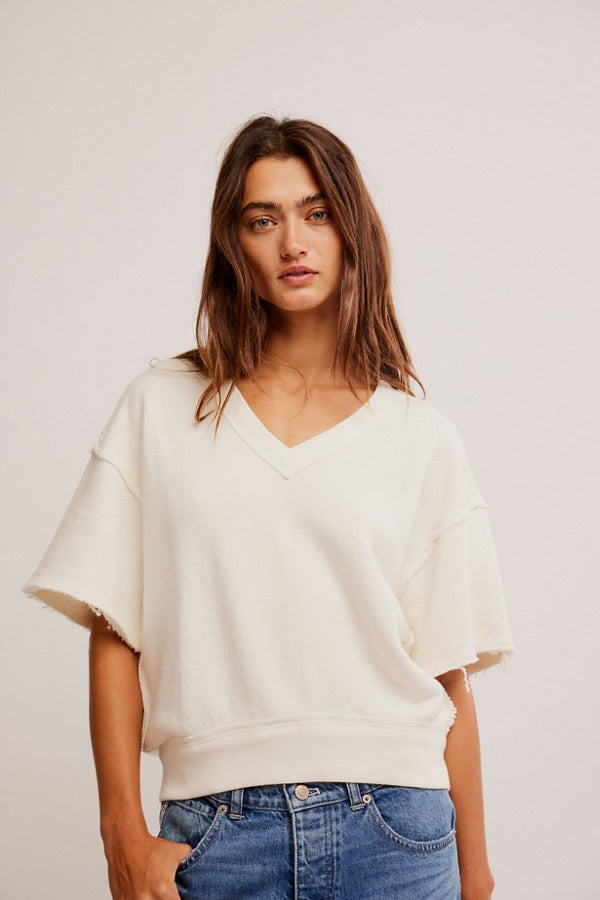 so easy textured sweatshirt | ivory