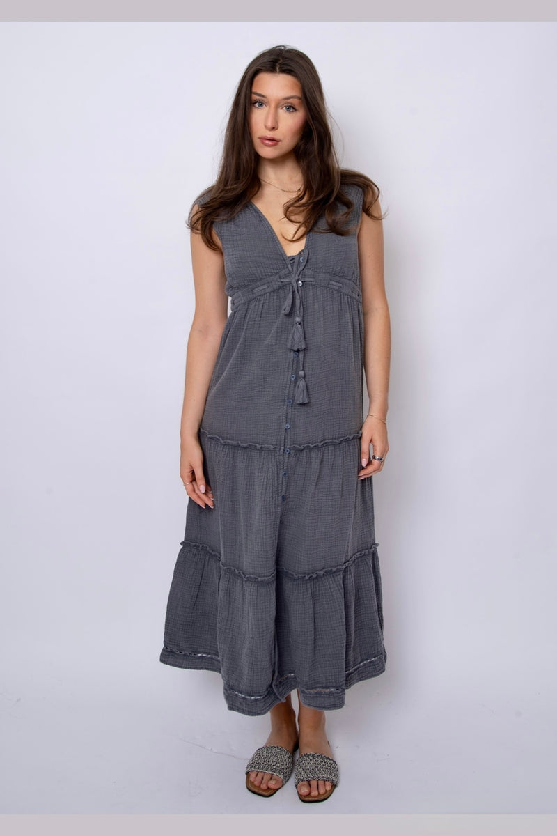 macbeth tiered dress | coal