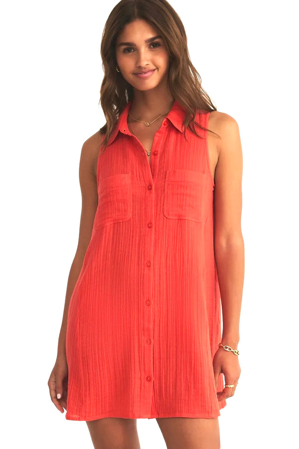 new light gauze dress | cabana red