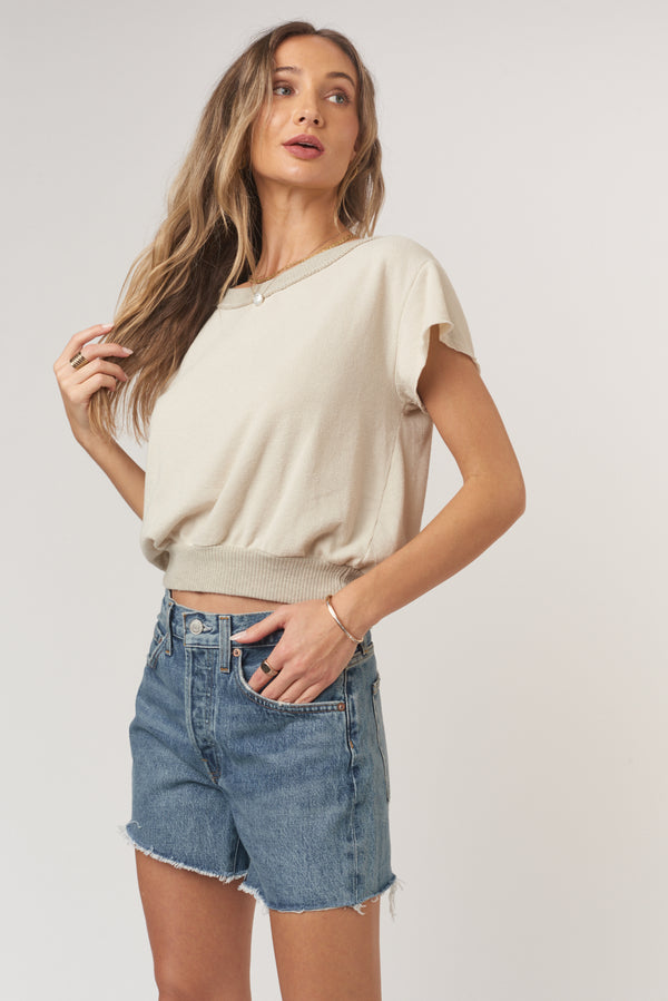zaya textured top | champagne