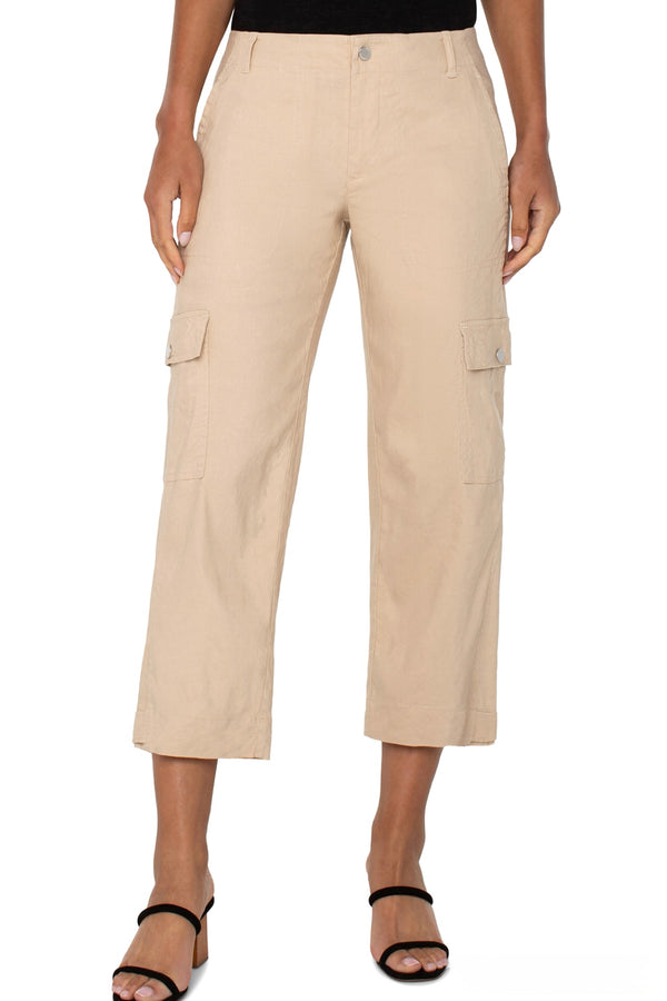 cargo crop with tab hem pant | hazelnut