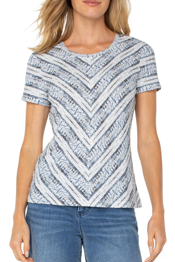 indigo ikat miter front top