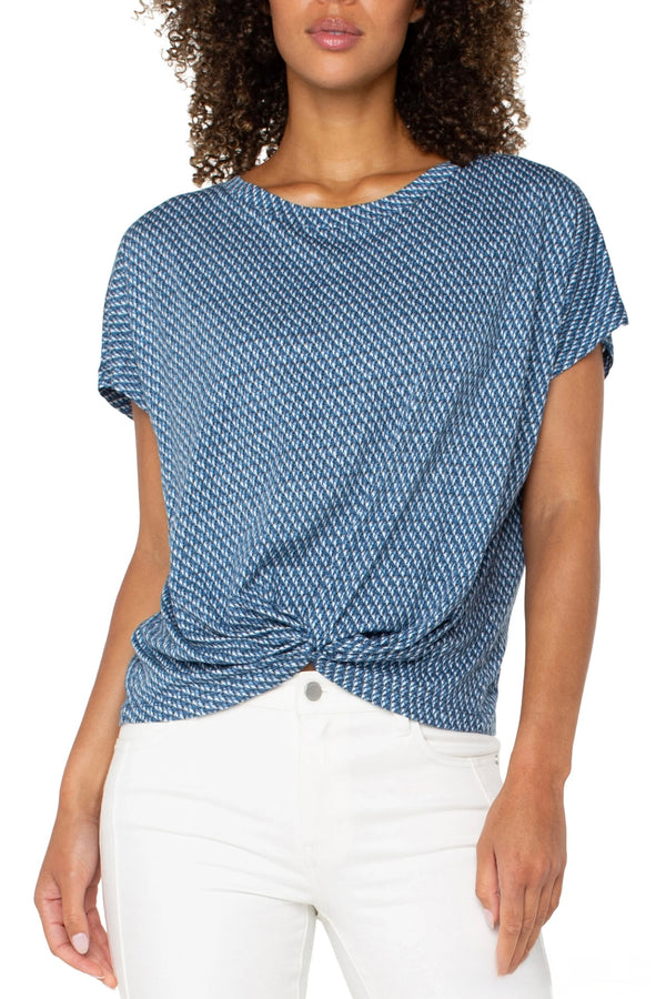 twist front dolman top | blue