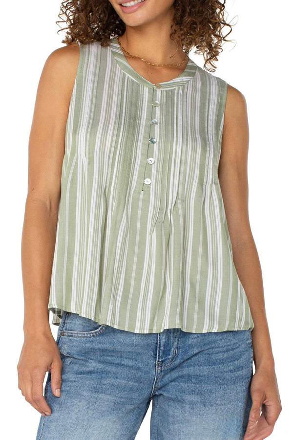 sleeveless popover stripe blouse | green