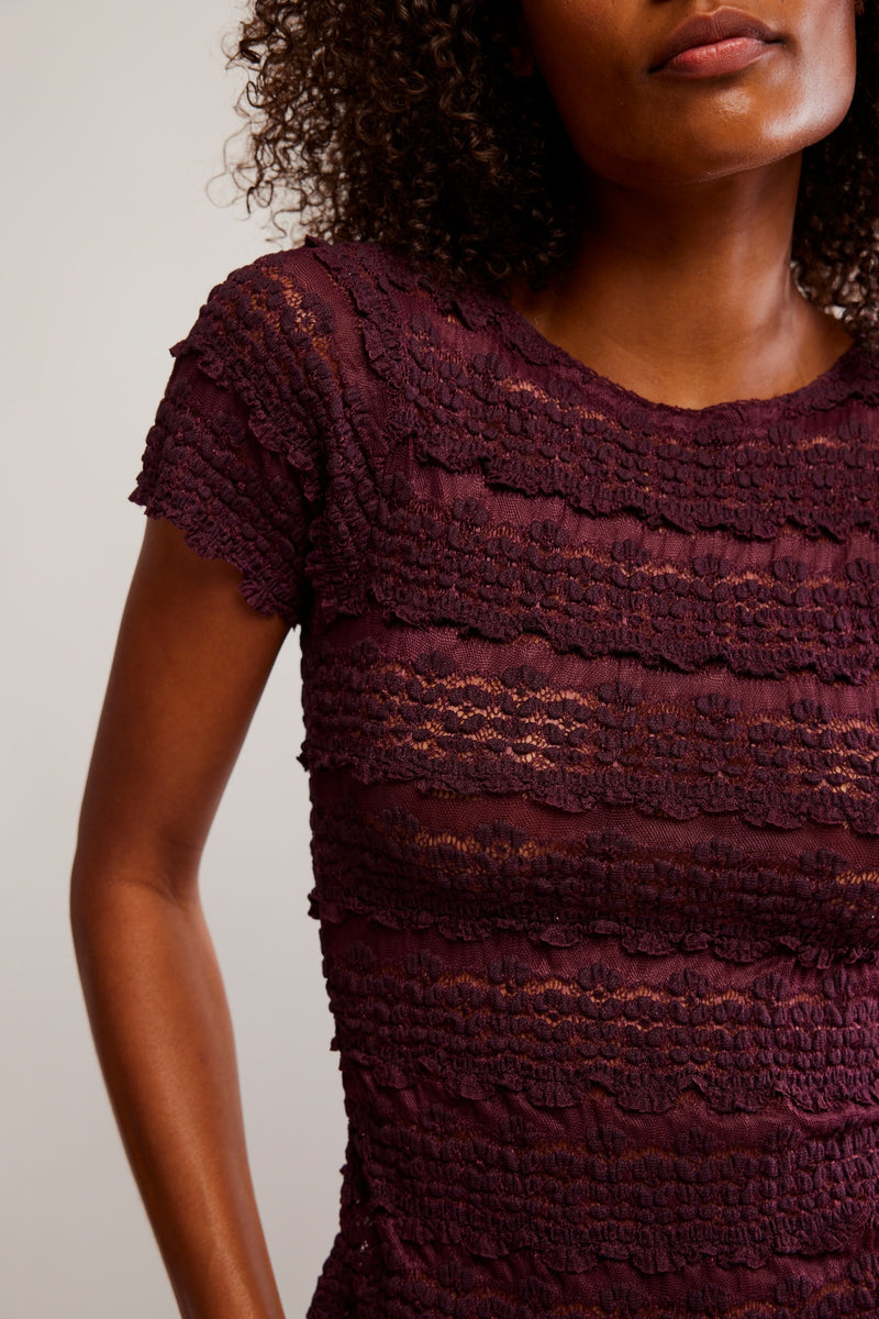 angelina lace top | wine