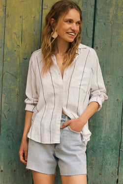 perfect linen stripe shirt | white