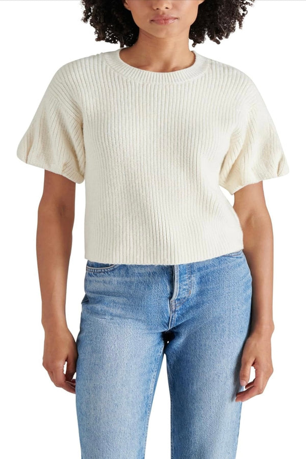 jadey bubble sleeve sweater | cream