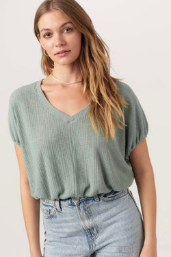 cerise bubble rib top | chameleon
