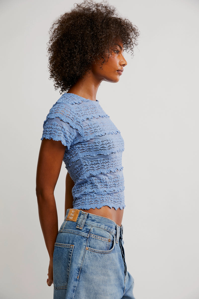 angelina lace top | allure blue