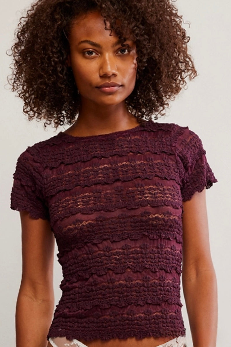 angelina lace top | wine