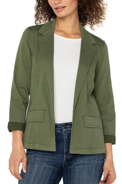 fitted twill blazer | forest shade