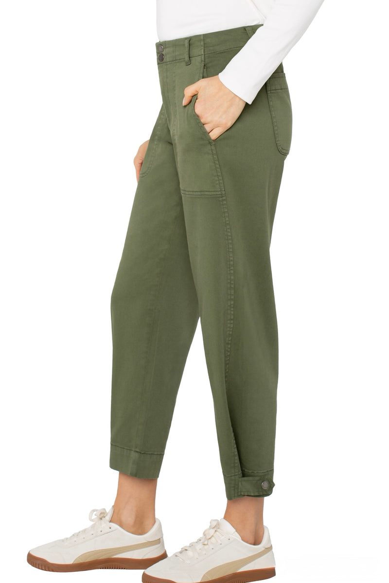 cargo crop with tab hem pant | forest shade