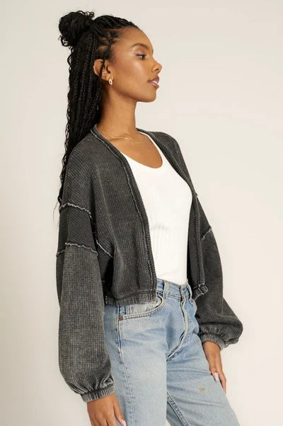 too cool seamed burnout shrug | black