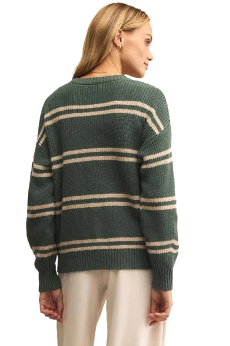 boyfriend striped cardigan | hunter green