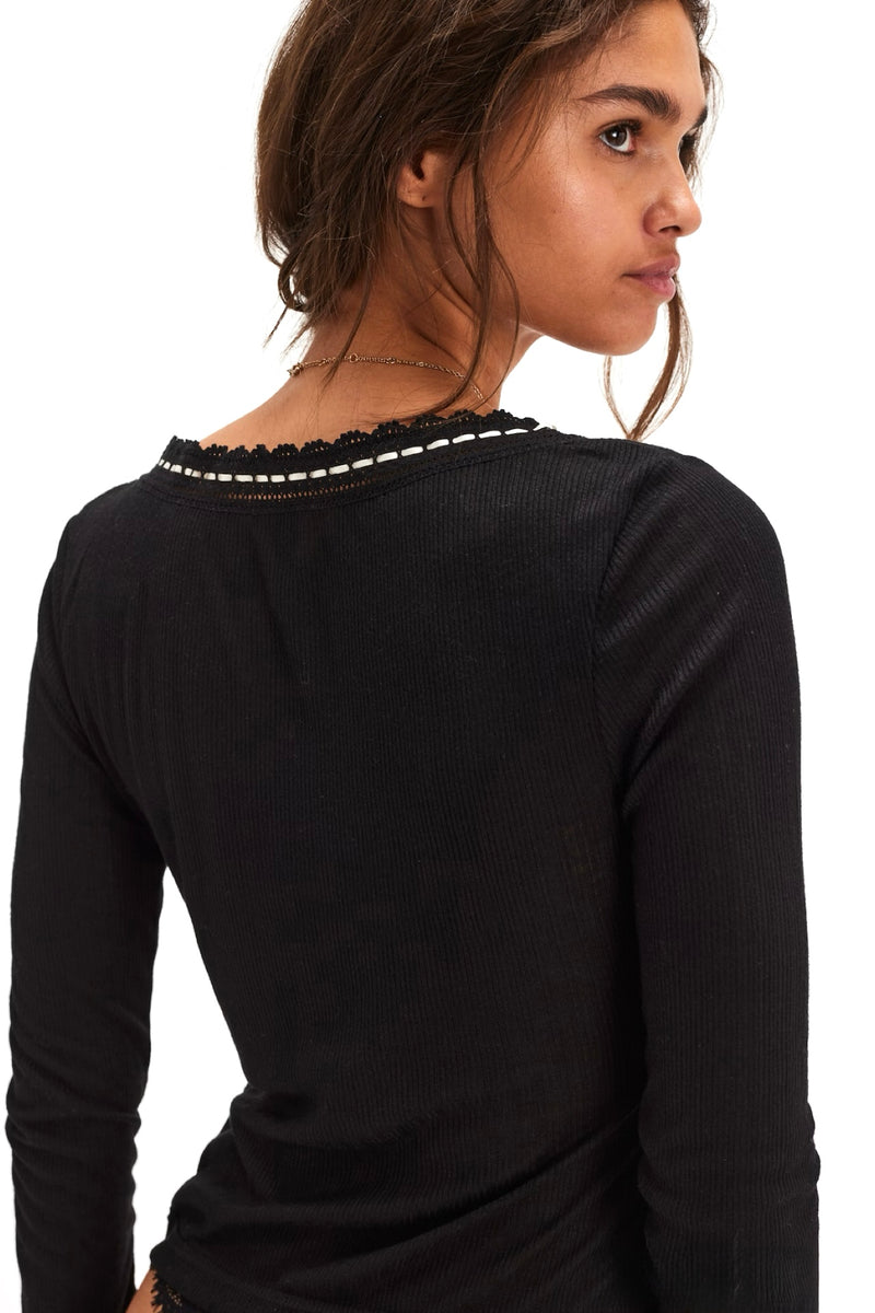 only you pointelle top | black