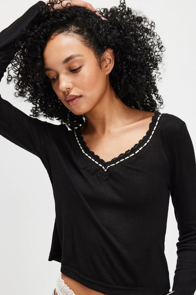 only you pointelle top | black