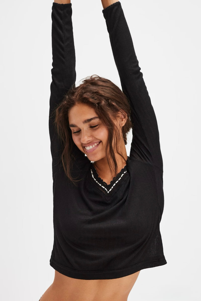 only you pointelle top | black