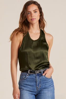 emma satin tank | hunter