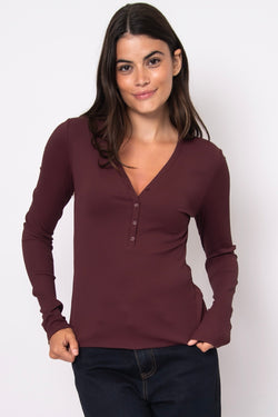 helane rib henley | prune