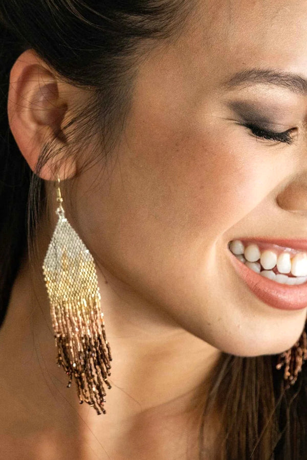 claire ombre fringe earrings | mixed metallic
