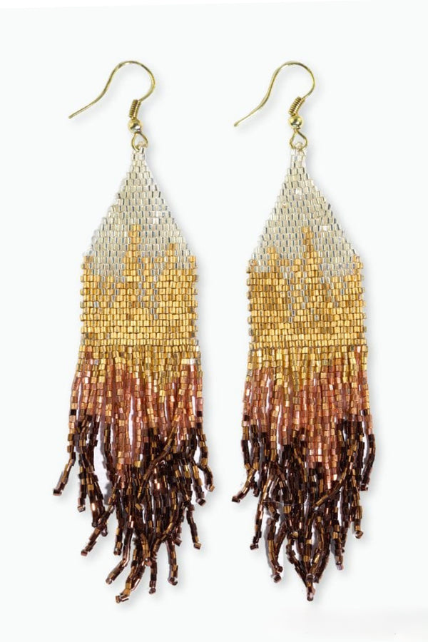 claire ombre fringe earrings | mixed metallic