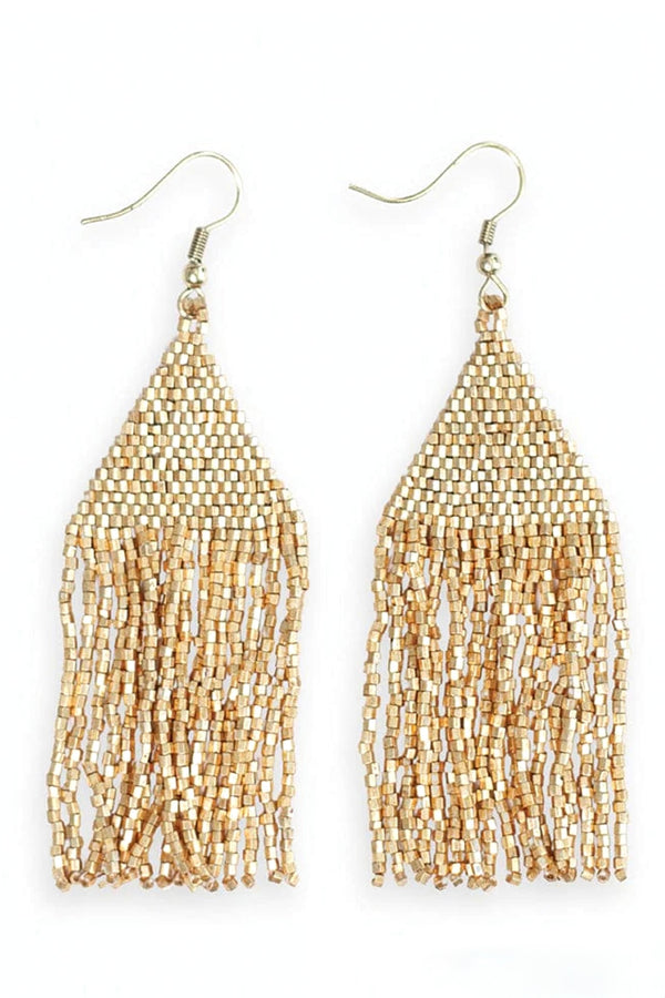 lexie beaded fringe earrings | gold