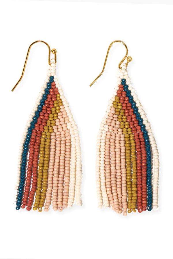 audrey stripe beaded fringe earrings | desert