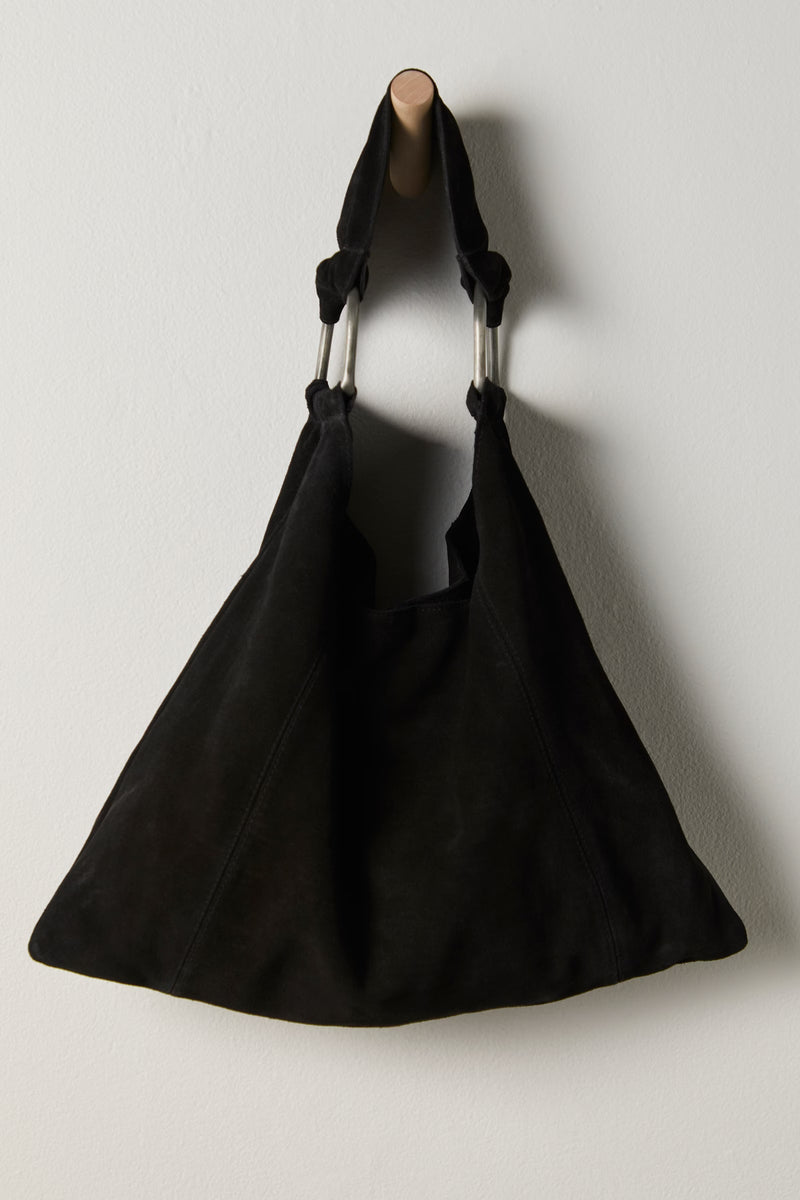bobbi slouch suede tote | black